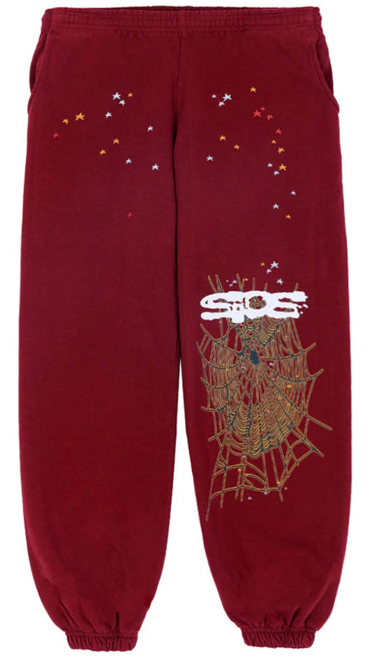 Sp5der Logo Sweatpant Maroon