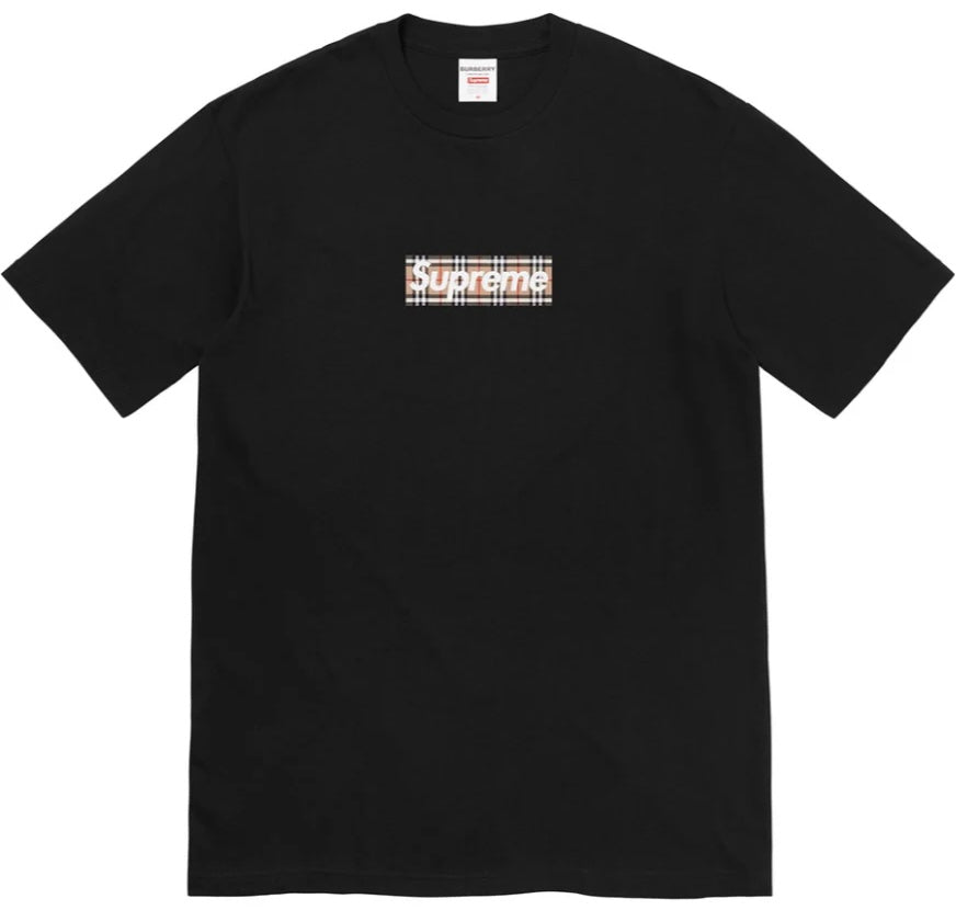 Supreme Burberry Box Logo Tee Black