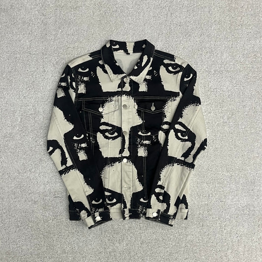 LEVI'S BLACK AND WHITE FACE BUTTON UP JACKET